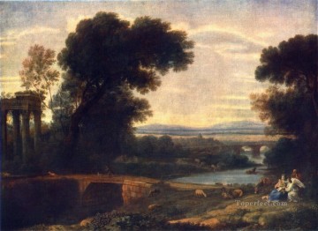 ブルック川の流れ Painting - 羊飼いのいる風景2 クロード・ロランの流れ
